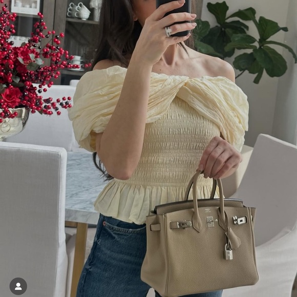 Sea New York Cream Smocked Peplum Blouse - Picture 1 of 3
